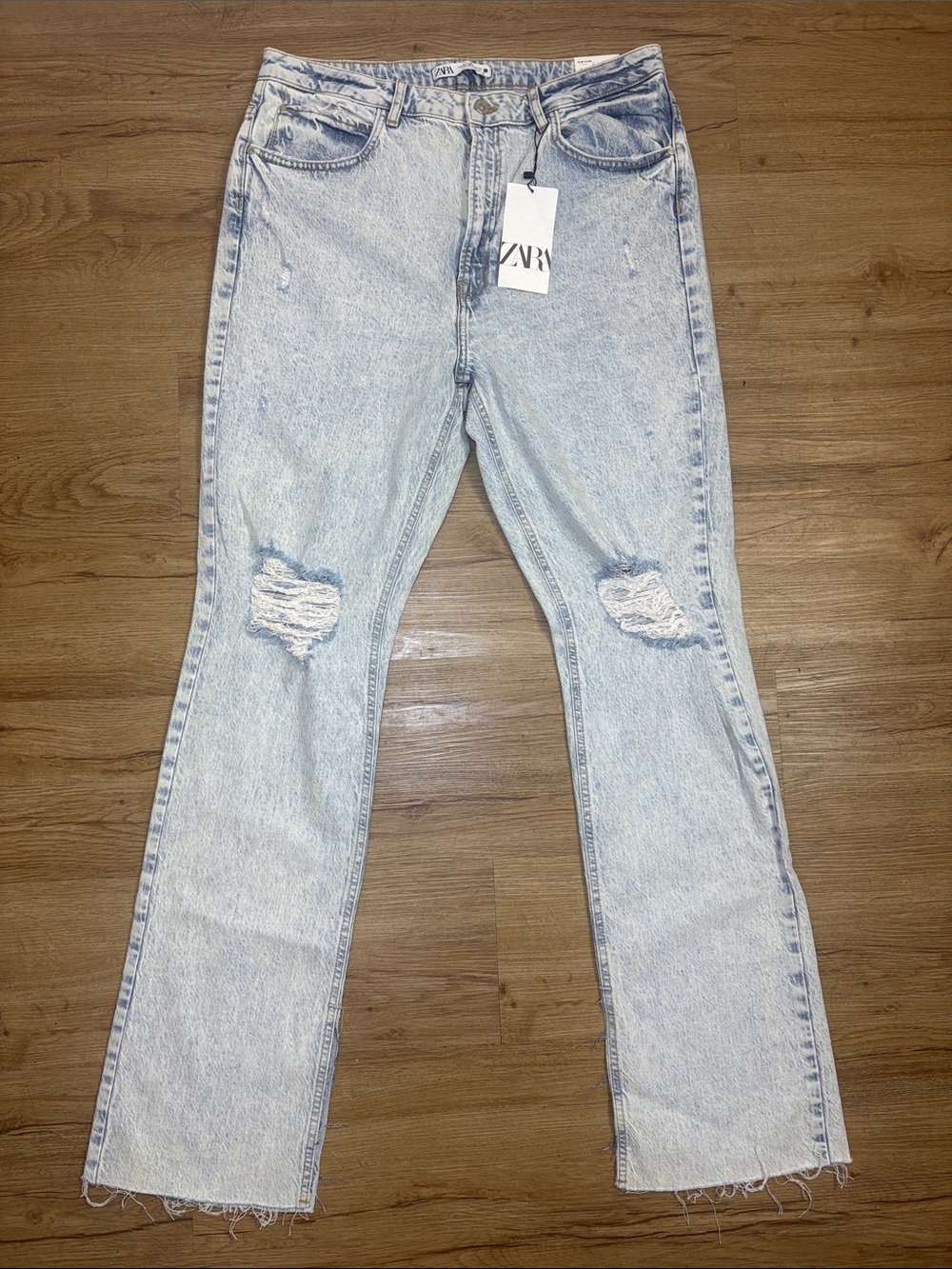 Zara Slim Flare Ripped Split Hem Jeans NWT Talla 14